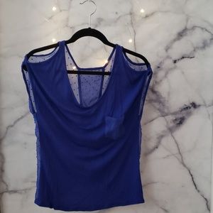 Womens Dotted Swiss Cotton Boho VCold Shoulder Top